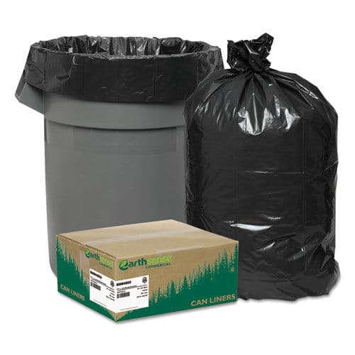 Recycled Can Liners, 45gal, 1.65 Mil, 40 x 46, Black, 100/Carton