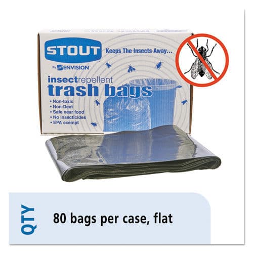 Insect-Repellent Trash Bags, 35gal, 2mil, 33 x 45, Black, 80/Box