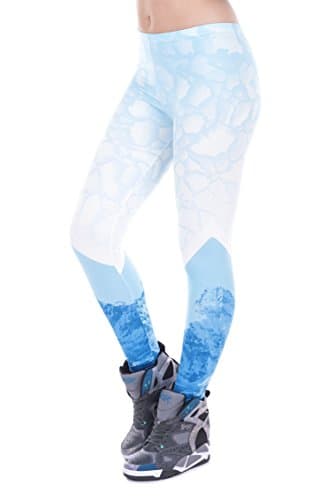 Yombre Yoga Pants &amp; Womens Jazzy Pattern Leggings - Various Designs &amp; Colours - Super Soft Spandex - 8/10/12 (Ice Berg)