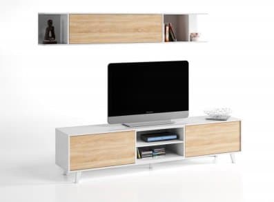 piushopping – Slat Wall with Cabinet TV and Mobile Suspended White and Oak Décor Home Living Dining Room Environment Single