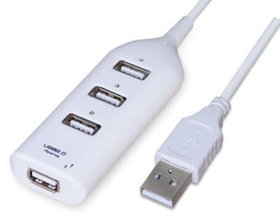 USB 2.0 4 Port Hub for XP/Vista/Windows 7/Mac : long USB cord - Plug & Play