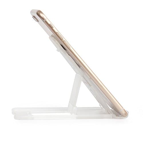 GADGET FUSION Portable Pocket-sized Adjustable Collapsible Plastic Cellphone Holder, Tablet Stands, Smartphone Mounts, Mobile Cell Phone Mount (Transparent white)