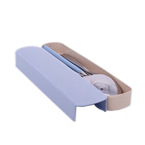 KUSOOFA Flatware Sets Fork Spoon Chopsticks Food Grade Stainless Steel Dinnerware Reusable Cutlery for Traveling Camping Picnic Working Hiking 3 Pieces (Blue)