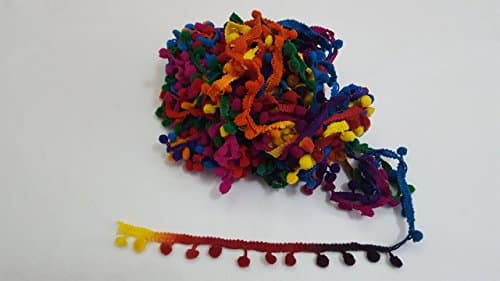 2 METERS - Rainbow small Size POM POM handcrafted fringe fabric lace sewing border trim new for craft