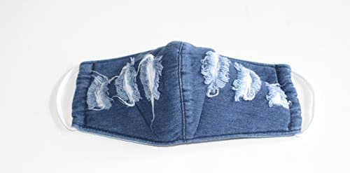 Ladies Fashionable Face Mask for Dust and Pollution Protection(made of 100% cotton and comfortable to wear),trendy ,stylish and chic blue jean canvas material with torn look design
