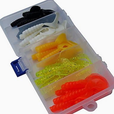 TY 50 pcs Soft Bait Metal Bait Fishing Lures Soft Bait Assorted Colors g/Ounce mm/2-1/3" inch,Soft Plastic Bait Casting Other General Fishing