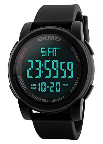 Men’s LED Digital Watch Alarm Clock Calendar Sport Stopwatch Date Day Display Military Tactical 50M Waterproof Wristwatch (Black)