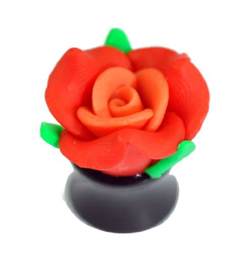 SINGLE Rose Ear Plugs Acrylic Expander Stretchers Rose Piercings Detailed Saddle 3D