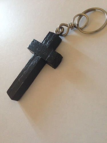 *FREE SHIPPING* Handmade rosewood cross shaped keychain keyring