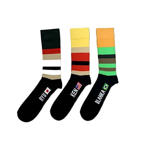 Street Fighter Socks Names Ryu Blanka Ken Official Capcom retro Gamer Mens One Size