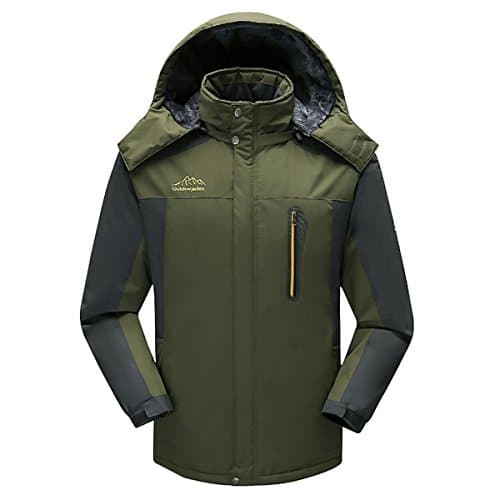 Lanmworn Men's Plus Thick 4 Colors Velvet Zipper Windproof Mountain Ski Jacket, Winter Warm Outdoor Hooded Softshell Athletic Rain Jackets Fleece Waterproof Windbreaker Coat L-9XL .