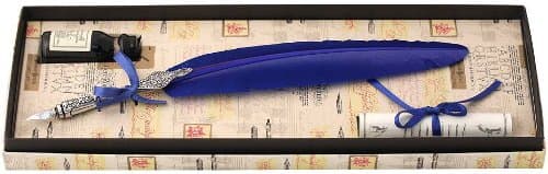Blue Pewter Feather Quill &amp; Ink Set by Coles Calligraphy