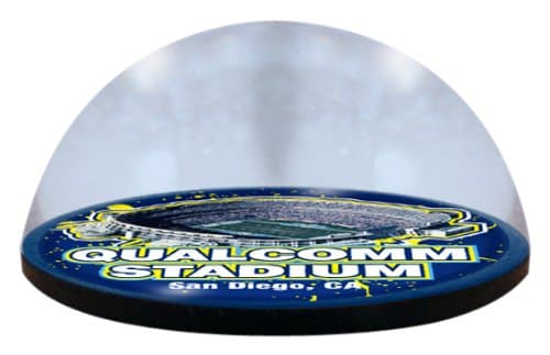 NFL San Diego Chargers, Qualcomm stadium  in 2" crystal magnetized paperweight with Colored Window Gift Box