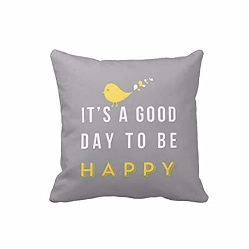 Moonuy Cushion Cover, Yellow Bird Letter Square Throw Pillow Case Home Decor