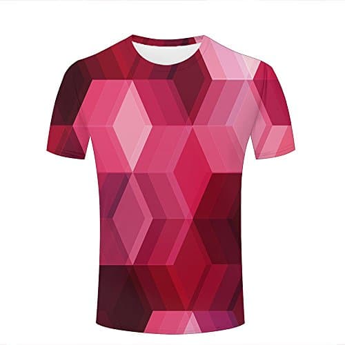 shanguo Men 3D T Shirts Pink Geometric Graphic Graphic Summer Top S