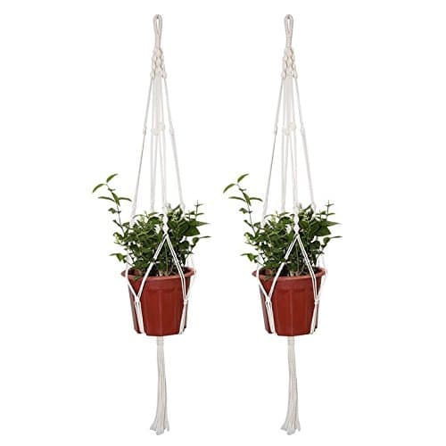 iRurality Macrame Plant Hanger with Spiral Knot Designed,4 Legs 41 Inch Plant Holder for Both Indoor or Outdoor（Pack of 2 )