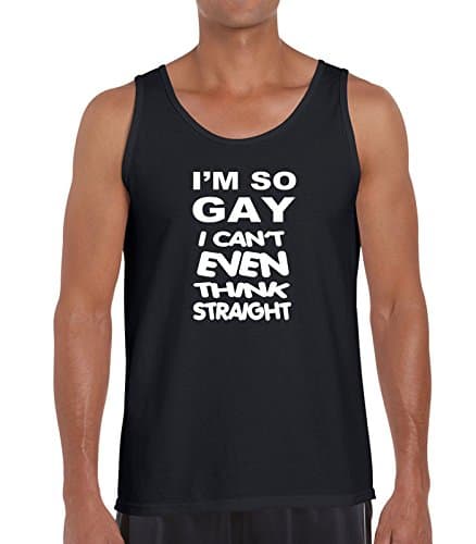 Men's Vest Top I'm So Gay I Can't Even Think Straight Gay Pride Sizes S to 2xl (Small, Black)