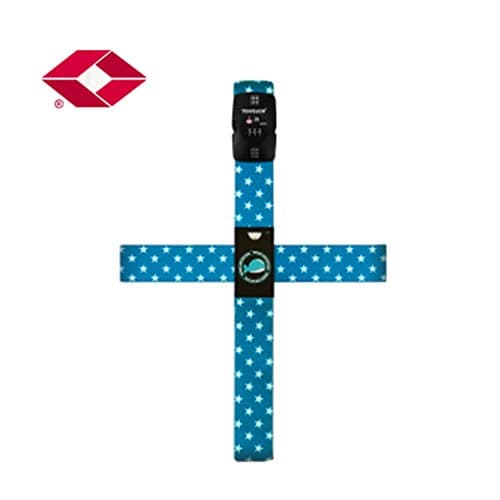 Shopper Joy Cross Luggage Straps TSA Approved Suitcase Belts with Combination Lock for Luggage 28-32 Inch 5x230 und 5x192cm Adjustable - Blue + Stars