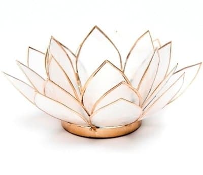 Mystery Mountain Lotus Tea Candle Light Holder Capiz Shell, Metal, Blue, 15 x 15 x 7 cm