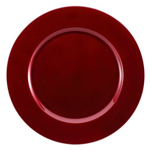 Brunchfill Charger Plates Decorative Under-plates - Round - Square - Gold - Silver - Red - Black (Plain Red - Round Charger Plate - 33 cm, 8)