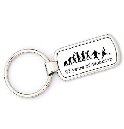 21st BIRTHDAY - BASKETBALL - Mans Evolution Keyring Ape to Basket Ball key ring ideal gift present