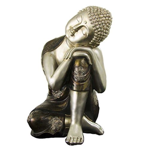 Resin Buddha Statue in Silver and Brown | Sleeping Buddha | Size: 23 x 22 x 38 cm | Portes Free