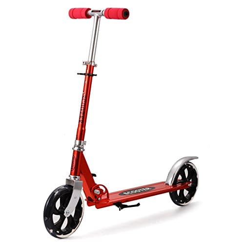 Scooter, Sondereu Height Adjustable up to 100 kg Farbwahl Kick Board with 2 Wheel Scooter 205 mm Wheel Drive for Adults and Children, red