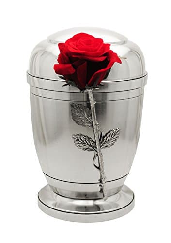 Exclusive Silver Pewter with Silk Velvet Rose Funeral Cremation Ashes Urn for Adult (459)