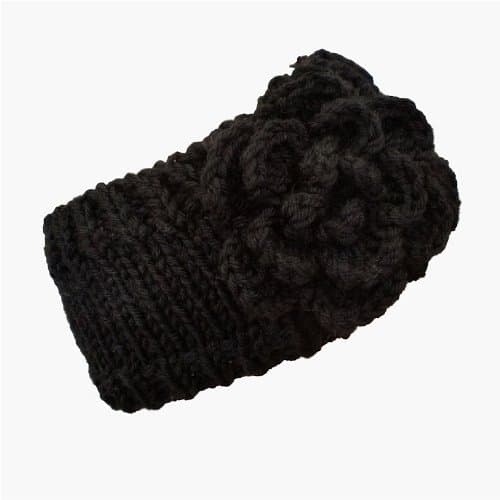 Knitted headband with flower motif: Night Sky