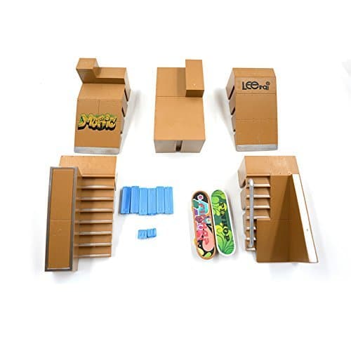 Kidsdreams 5pcs Skate Park Kit Ramp Parts for Fingerboard Mini Finger Skateboard Fingerboards Ultimate Parks with 2PCS Finger Boards