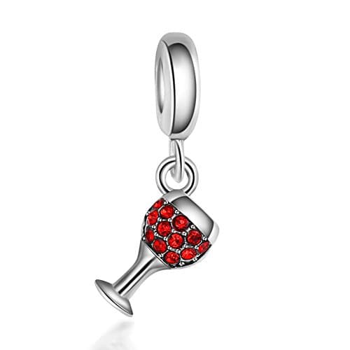 Yingyan Silver Charms Beads Red Glass Synthetic Crystal For Pendant Necklace Bracelets Bangle