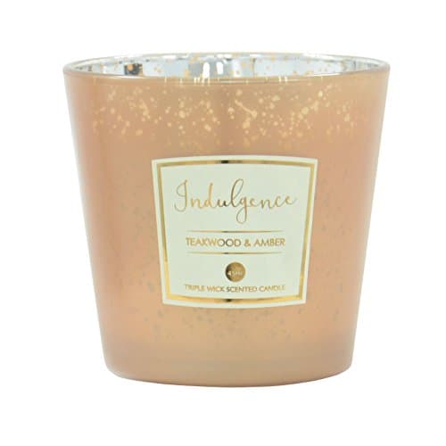 Baltus Indulgence metallic Rose Gold 3 wick large candle 45hr scented Teakwood &amp; Amber