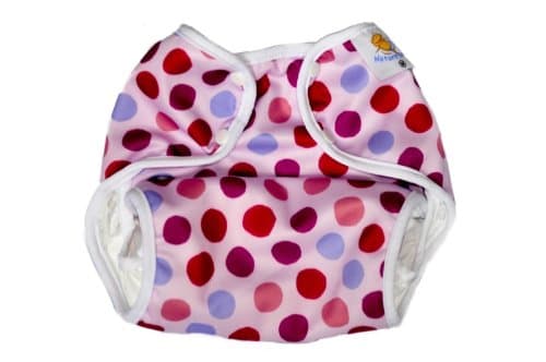 Nature Babies Classic Wrap Washable Nappy with Popper Fastening – Purple Spots Print