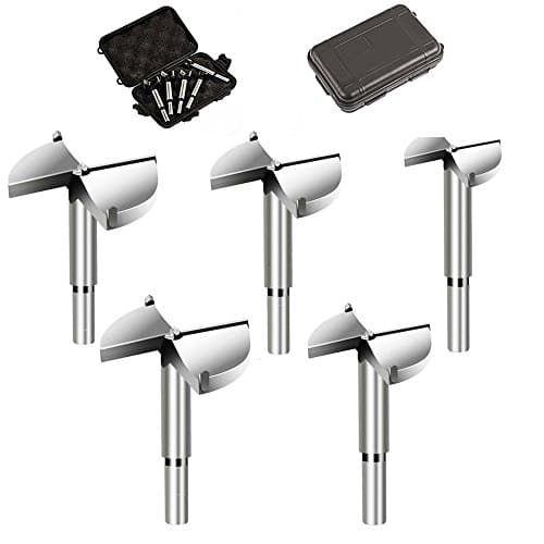 Gold Being 5 Piece Forstner Bit Set, Router Cutters Pot with Centre Point Drill Bit, Wooden Drill Bit Hard Metal Diameter 35/40/45/50/60 mm, AST Hole Drill Hinge Hole Drill for Hardwood Plastic