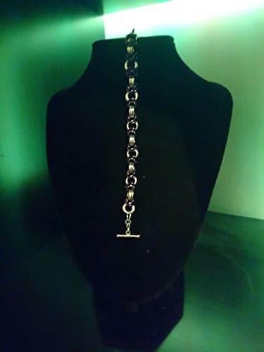 Bracelet in byzantine weave hand made sterling silver and anodised purple copper