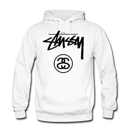 Stussy Logo Women's Hoodie -  white - Medium