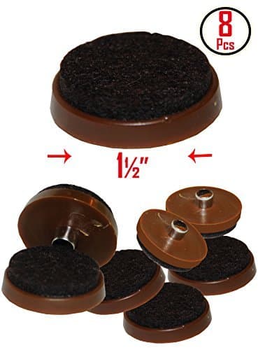 1 1/2'' Brown Nail-on Felt Pads – Firm Hold – Prevent Scratches on Hardwood, Ceramic and Linoleum Floors – Wood Floor Protector – Easy to Install (8 Pieces)