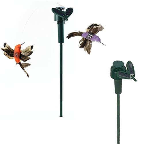 iLory Pack of 2 Solar and Battery Powered Flying Wobble Fluttering Hummingbird for Patio Garden Yard Stake Plants Flowers Wedding Outdoor Decor Random Color