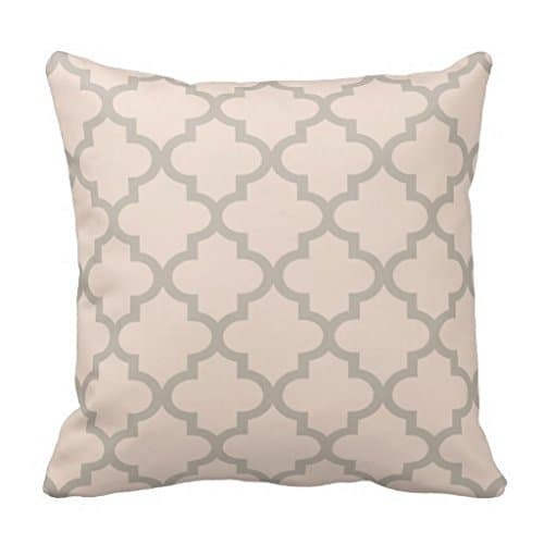 Decorative Cushion Cover Moroccan Quatrefoil Pattern | Blush and Taupe Throw Pillow Cover 18X18
