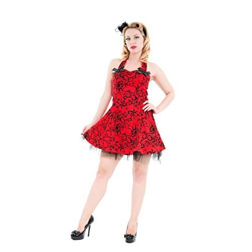 Tattoo Flock Mini Dress Red - Size 10 (S)