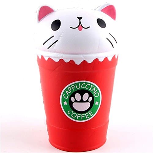 Yesmile Toy 2018 Newest Slow Rising Squeeze Toys, Cut Coffee Cup Cat Scented Squishy Charm Slow Rising Simulation Kid Toy Key Cell Phone Pendant Strap Gift Home Décor (11*11*4cm, pink) (Cat, B)