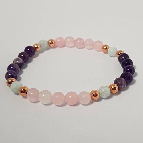 Gemstone Pregnancy Bracelet with Rose Quartz, Aquamarine and Amethyst - Health, Protect, Positivity