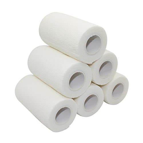 COMOmed6 Rolls Cohesive Bandage White 10cmX4.5m, Flexible Bandage,Non-Woven Cohesive, Athletic Tape,Vet wrap,Wraps Bandage,Suitable for Sensitive Skin