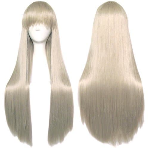 CaseEden (Case Eden) Love Live! AyaseA Risa fleet collection Island wind the name of that day saw flowers we still do not know. Meiko Honma Menma Cosplay Wig Long Straight 80cm heat Silver blond flaxen blond & White Mel Choi wig net two sets (black and skin color)