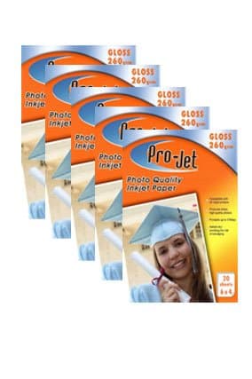 Instant Drying Pro-Jet Photo Quality Inkjet Paper - 100 Sheets - Gloss - A4 Size 260gsm - Prints up to 5760 dpi - Pro-Jet Branded Photo Paper - Compatible with all Inkjet Printers