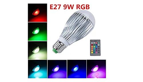 Aluminium 16 Color Changing RGB LED Light Bulb Change Lamp E27 9W + Remote Control