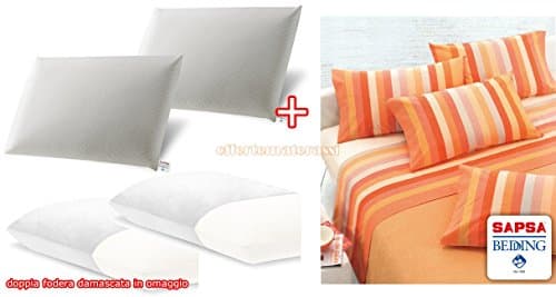 Sapsa Bedding Classic 100% Latex Pillow/Cushion, High Quality from Pirelli + Free Damask Pillowcase/s 2 saponetta h.10+2 federe+set lenzuola gabel arancio