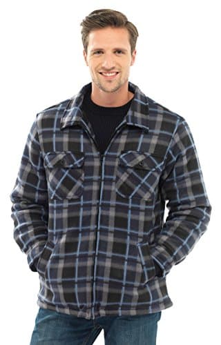 Storm Ridge Mens Soft &amp; Warm Padded Polar Fleece Plaid Check Shirt Navy LRG