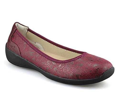 STRETCHIES Ladies Womens New Casual Flat Slip On Comfort Walking Summer Pumps Shoes Size[UK 7.5,Wine Wide]