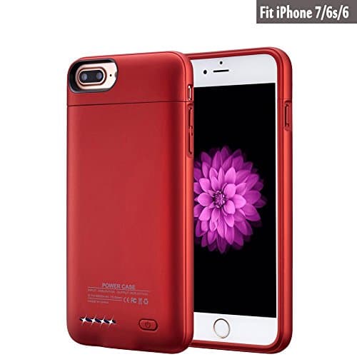iPhone 7 Battery Case, YFish 3000mAh iPhone Portable Charger Slim Rechargeable Extended Battery Charging Pack Power Bank Case with Kickstand for iPhone 7 / 6S / 6 4.7 inch, RED